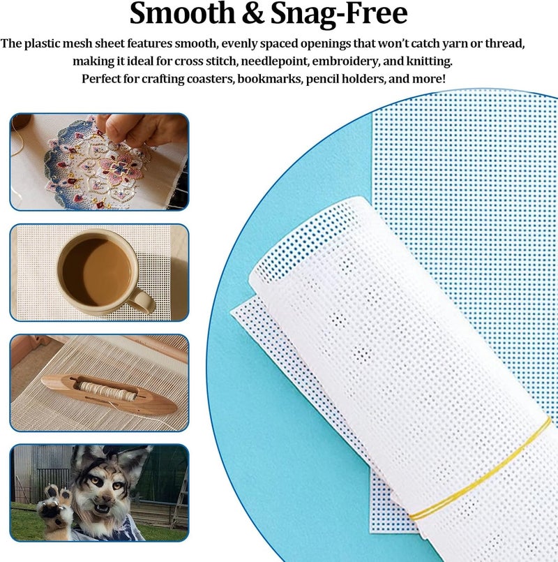 smrtcol Plastic Canvas Sheets 13.4” x 10.4” Per Sheet, 2.5mm Mesh (About with 7 Holes per inch) Easy-to-Cut Needlepoint Canvas for Cross Stitch, Embroidery, DIY Crafts & Aquarium Dividers (4 Piece) - Image 4